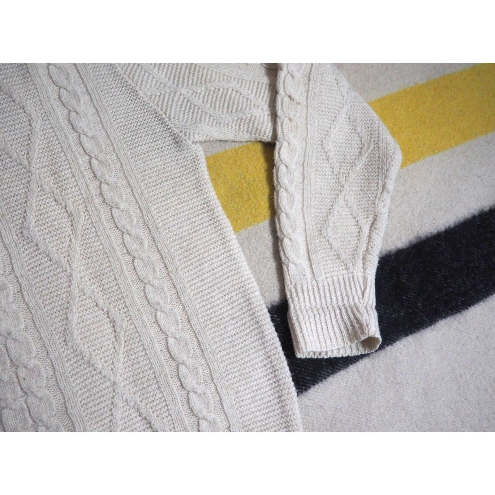 Jantzen VTG 70s 80s Jantzen Ivory Cream Cable Knit Acrylic Fisherman Pullover Sweater XL Men's Wool? Size US XL / EU 56 / 4 - 5 Thumbnail