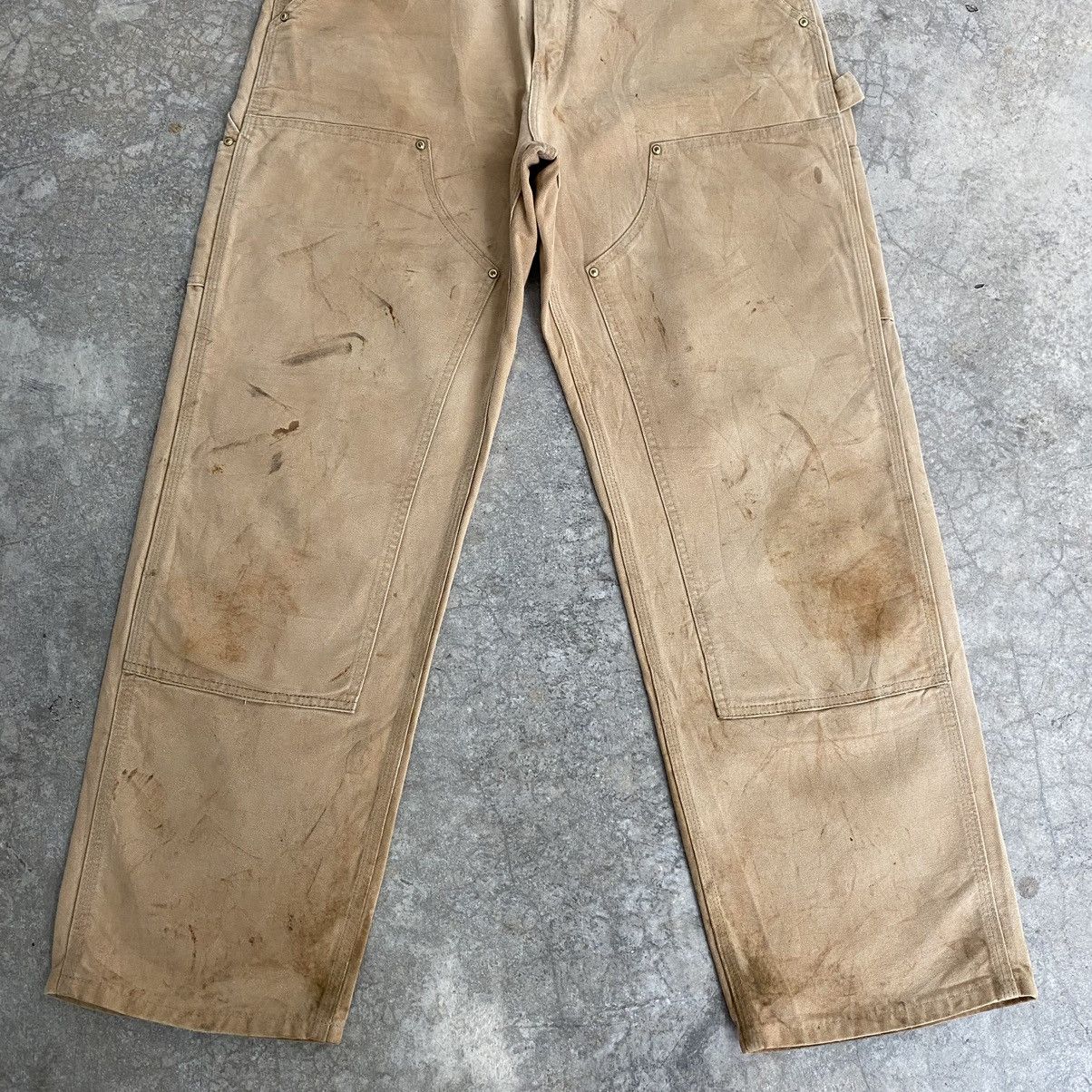 Carhartt VTG Carhartt Double Knee Faded Tan Dirty Carpenter Pants Size US 33 - 3 Thumbnail