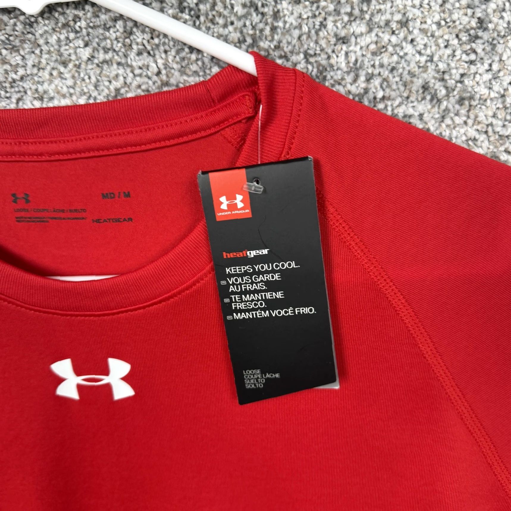 Under Armour Under Armour Shirt Mens M Red HeatGear Running Gym Performance Quick Dry Loose Jersey 100% Polyester Solid Logo Crew Neck Short Sleeve 1268471 Size US M / EU 48-50 / 2 - 3 Thumbnail