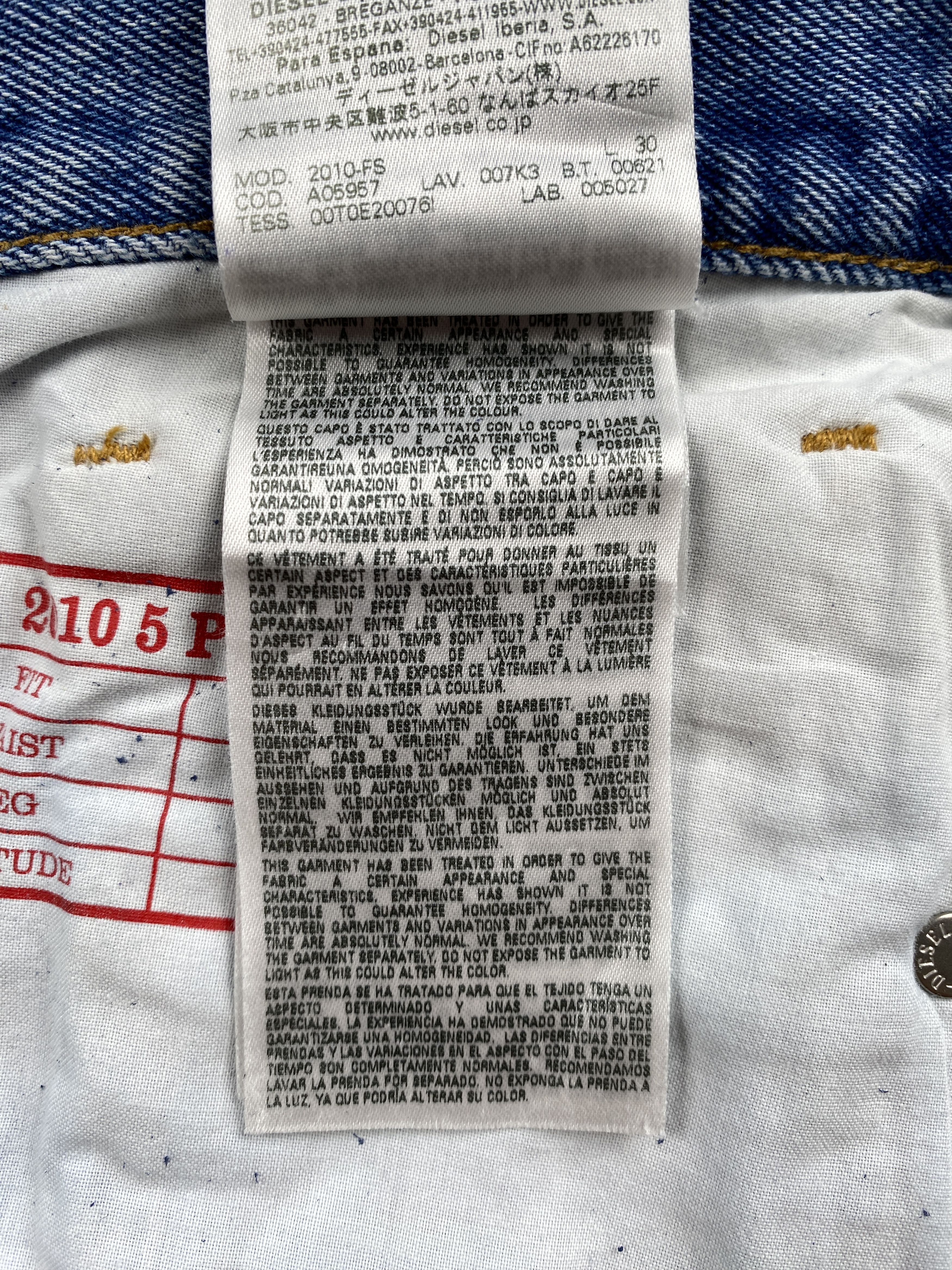 Diesel 2010 5 Pocket Denim Jeans Size US 35 - 20 Thumbnail