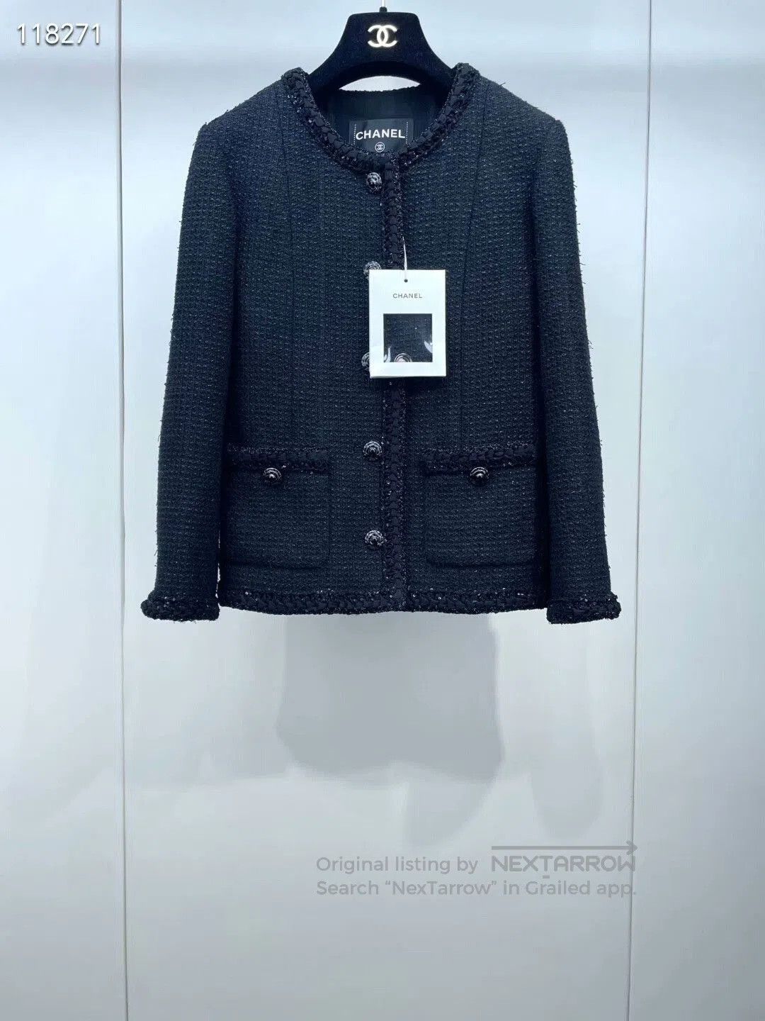 Chanel Chanel 25S Black Shimmer Jacket. Size XXS / US 00 / IT 34 - 1 Thumbnail