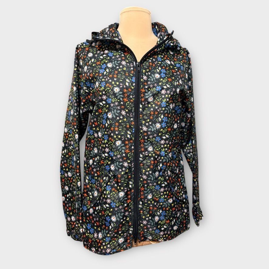 Other Packable Lightweight Rain Windbreaker Medium Black Floral Re Size M / US 6-8 / IT 42-44 - 4 Thumbnail