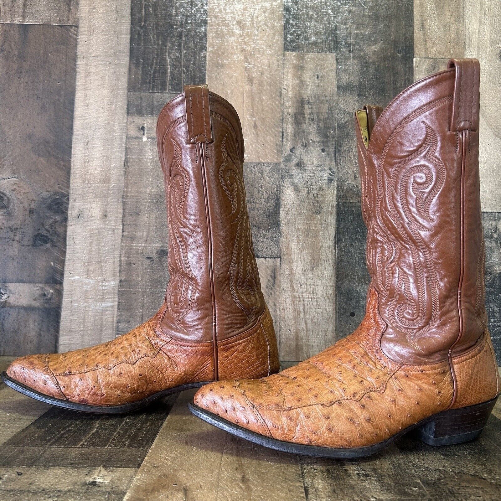 Wild West Brown J-Toe Smooth Ostrich Wing Tip Cowboy Dress Cowboy Boots Cheap Priced For Sales Online - Bota De Avestruz