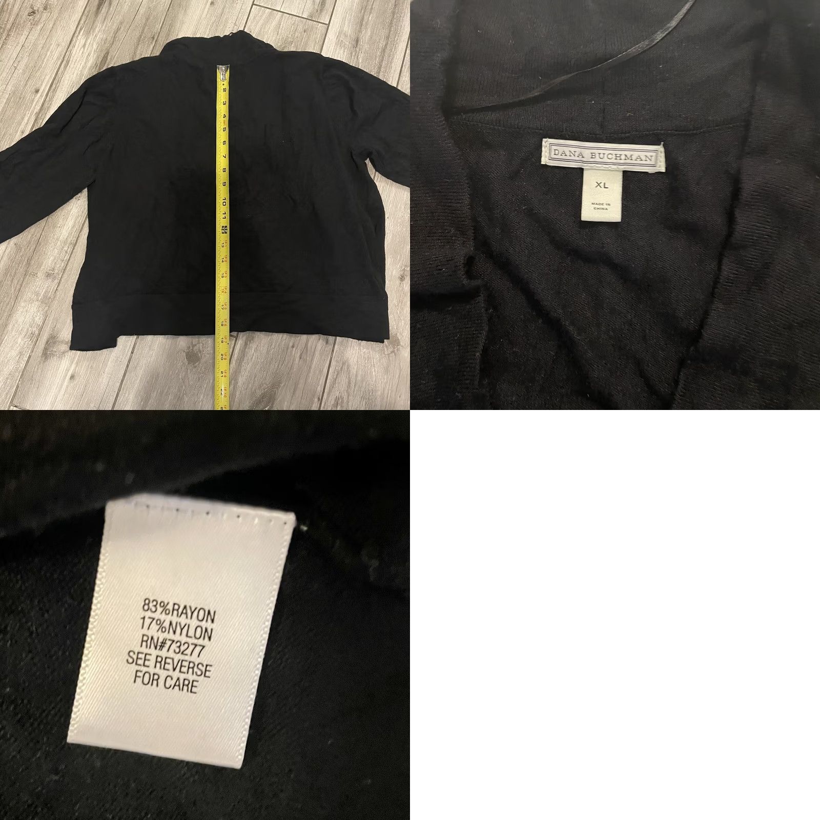 Vintage Dana Buchman XL Black Open Front Cardigan Sweater Womens XL Black Open Front Cardigan Sweater Size XL / US 12-14 / IT 48-50 - 8 Thumbnail