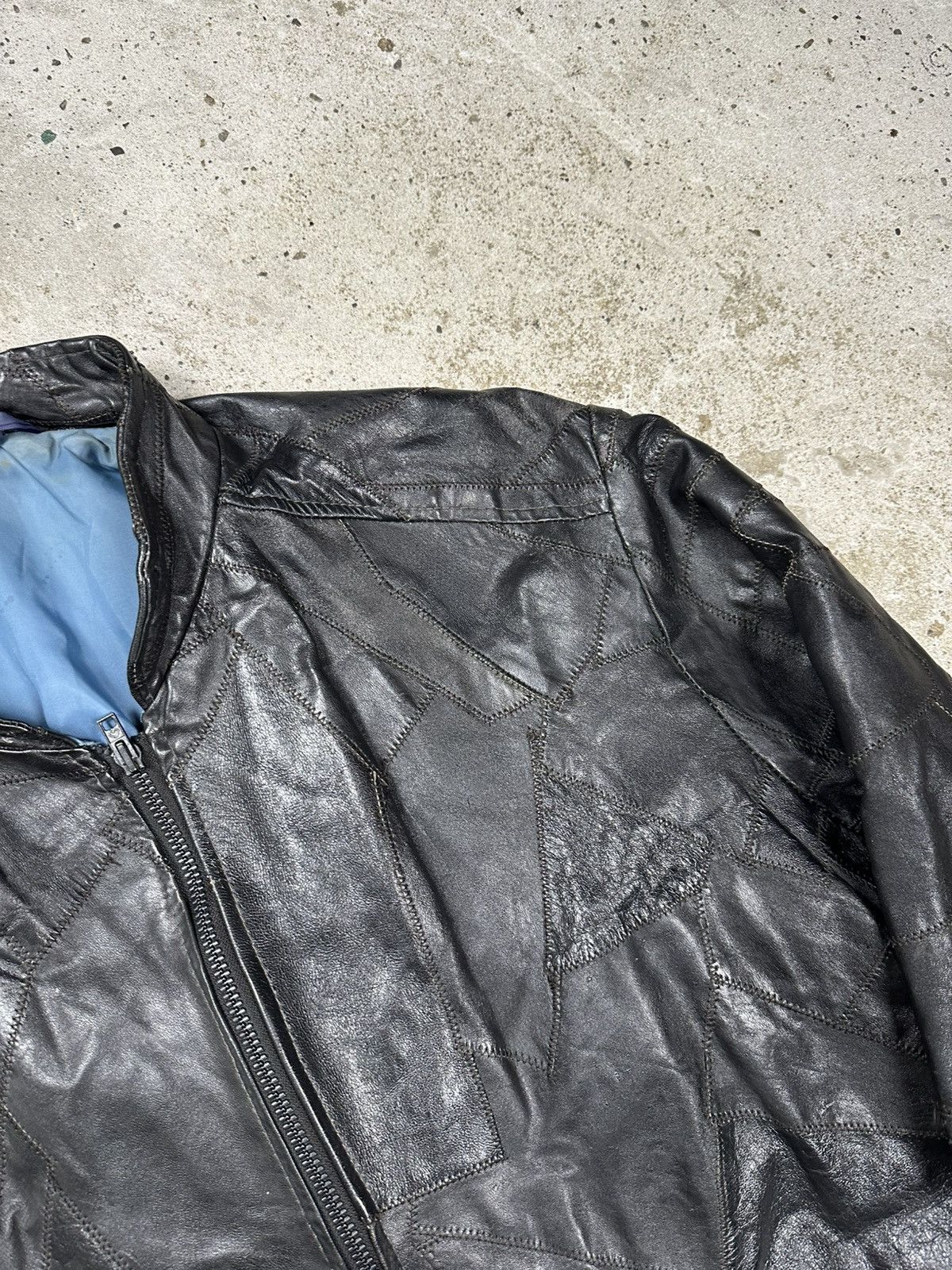 Vintage Vintage 90s Black Patchwork Bomber Leather Jacket Size US M / EU 48-50 / 2 - 7 Thumbnail