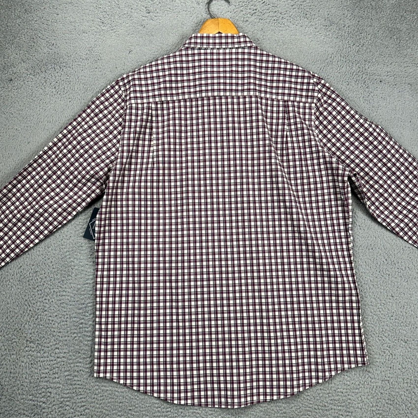Vintage VINTAGE St. John's Bay Mens Button-Down Shirt XLT Tall Purple White Plaid Classic Fit NEW Size US XL / EU 56 / 4 - 3 Thumbnail