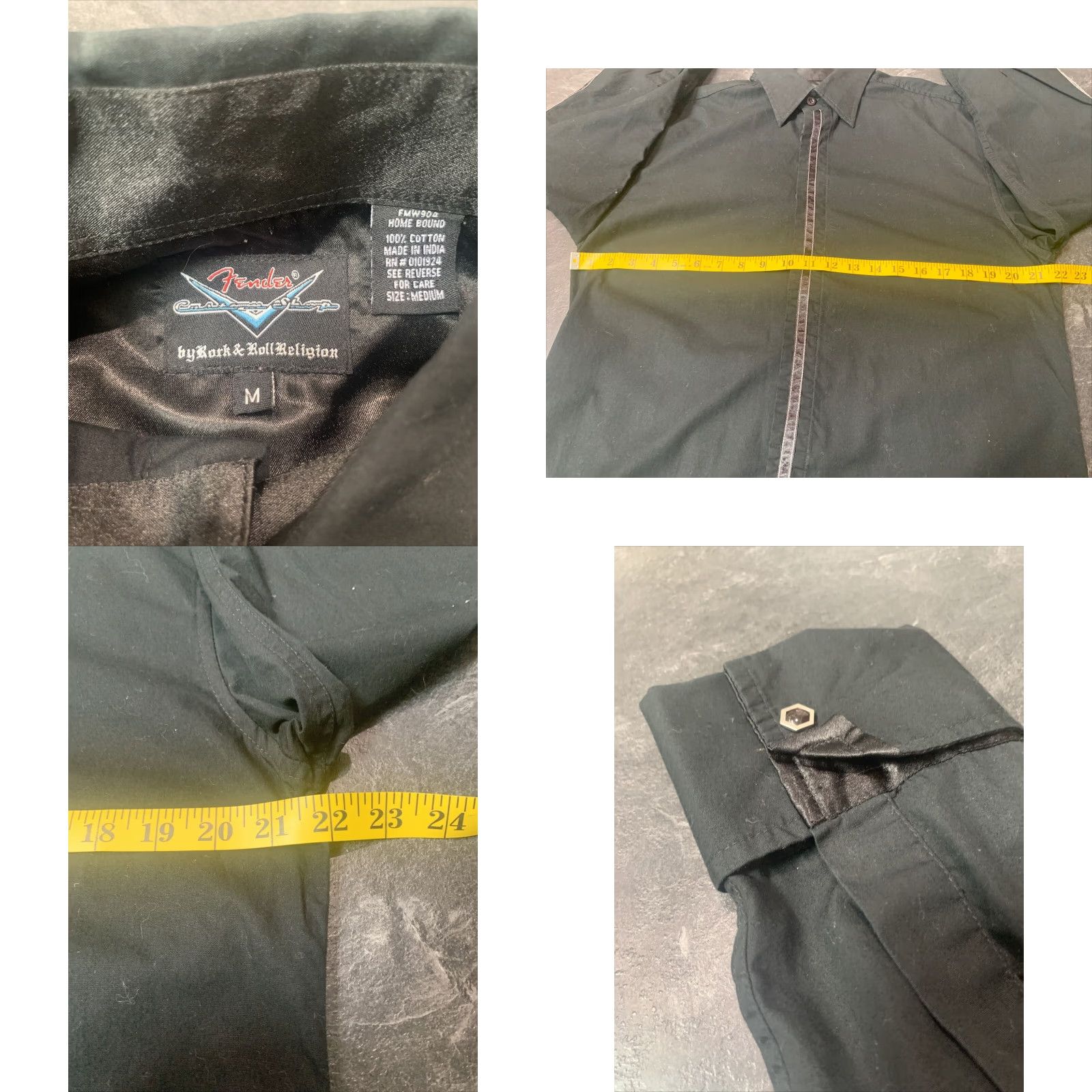 Fender VINTAGE Fender Rock & Roll Religion Embroidered Corduroy Shirt Mens Black Medium Size US M / EU 48-50 / 2 - 4 Thumbnail