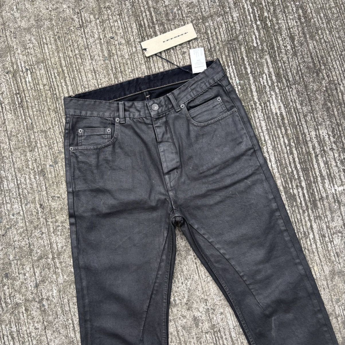 Rick Owens Drkshdw Rick Owens DRKSHDW Detroit Black Wax Cropped Cut Jeans Size US 31 - 10 Thumbnail
