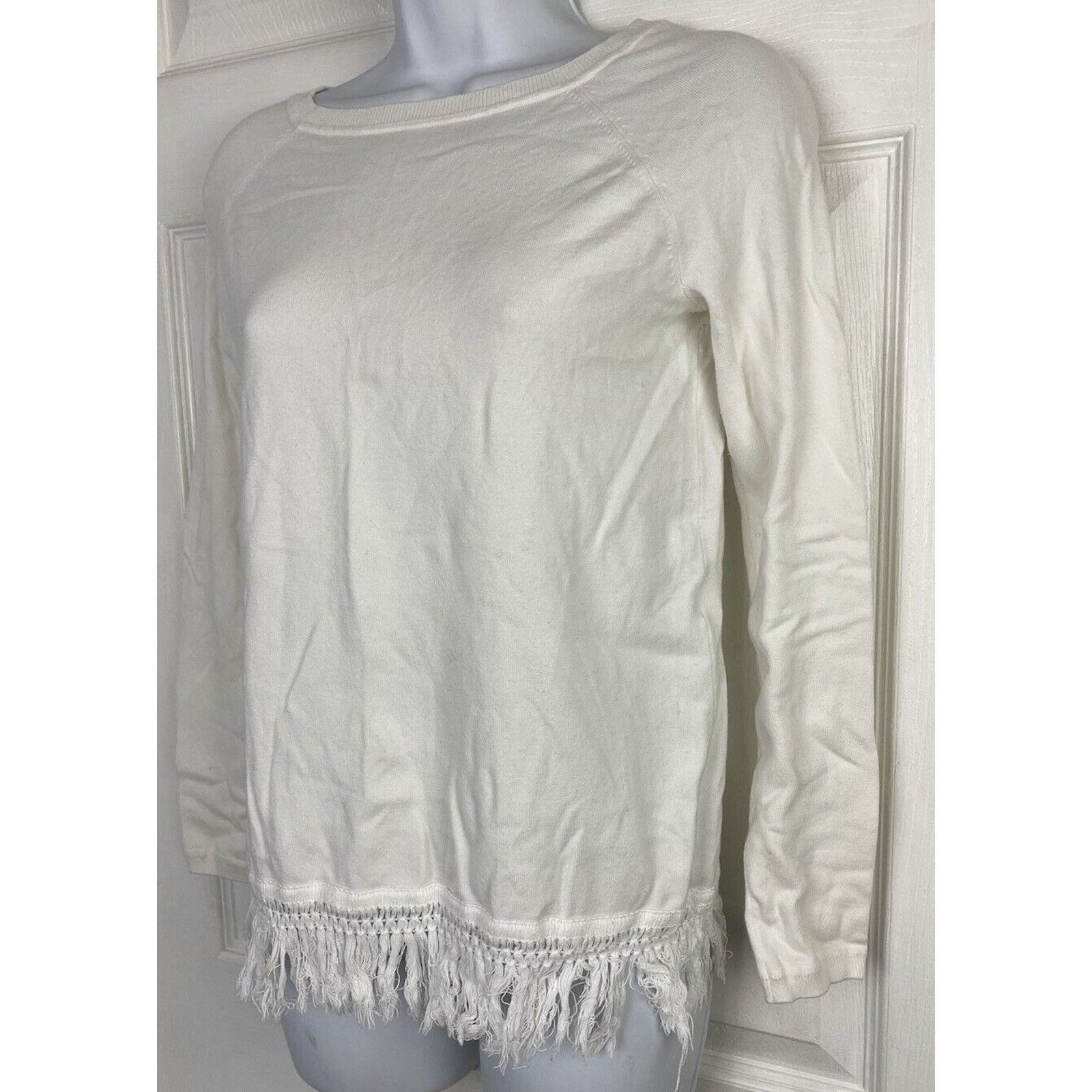 Other STS Sail To Sable White Fringe Long Sleeve Sweater Top Size XXS / US 00 / IT 34 - 2 Thumbnail