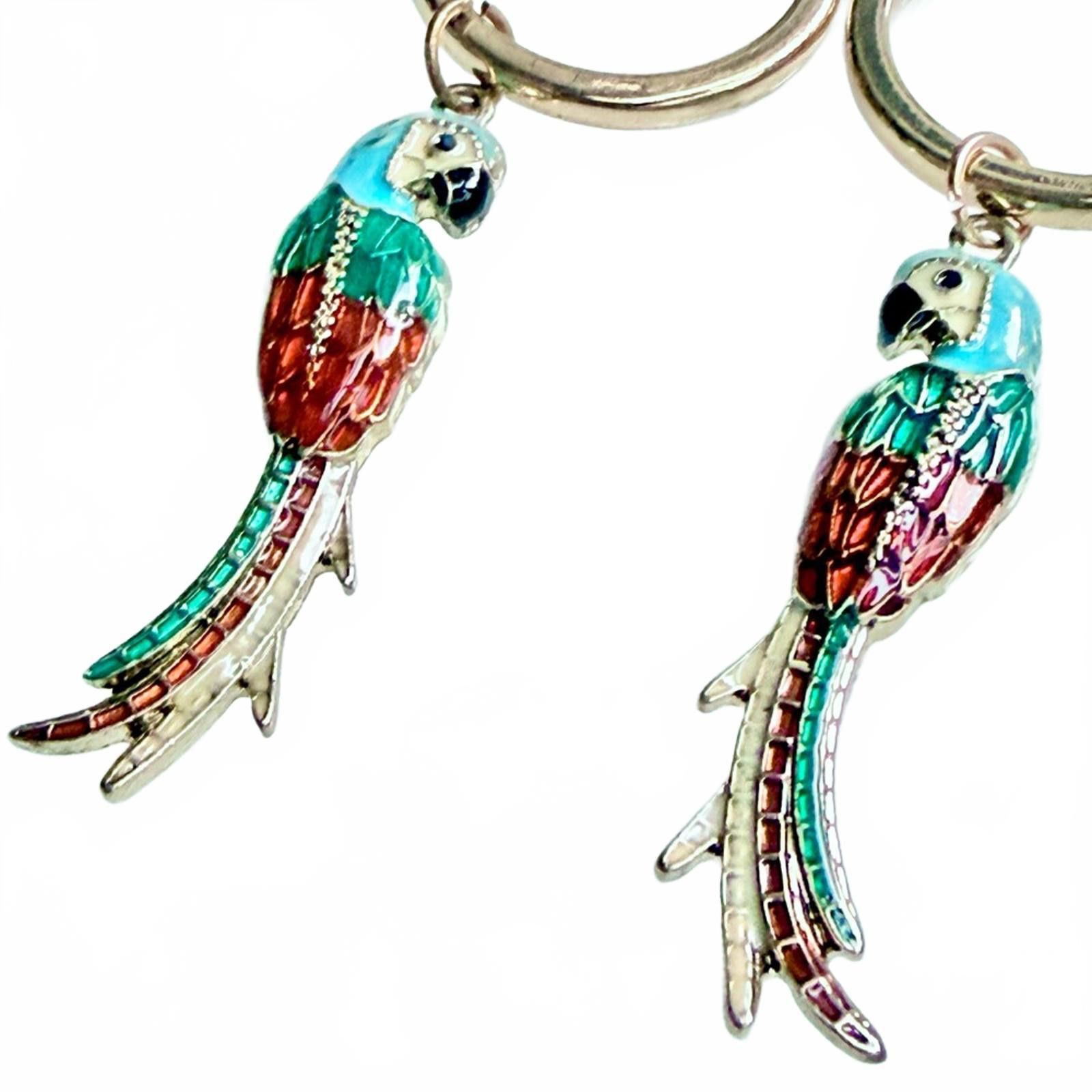 Other VTG Colorful Enamel Parrot Drop Earrings Gold Tone Hoops Size ONE SIZE - 4 Thumbnail