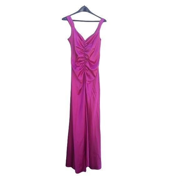 Jessica McClintock Vtg Gunne Sax Dress Sz 8 Pink Satin Formal Floor Ruffle Swee Size M / US 6-8 / IT 42-44 - 2 Thumbnail