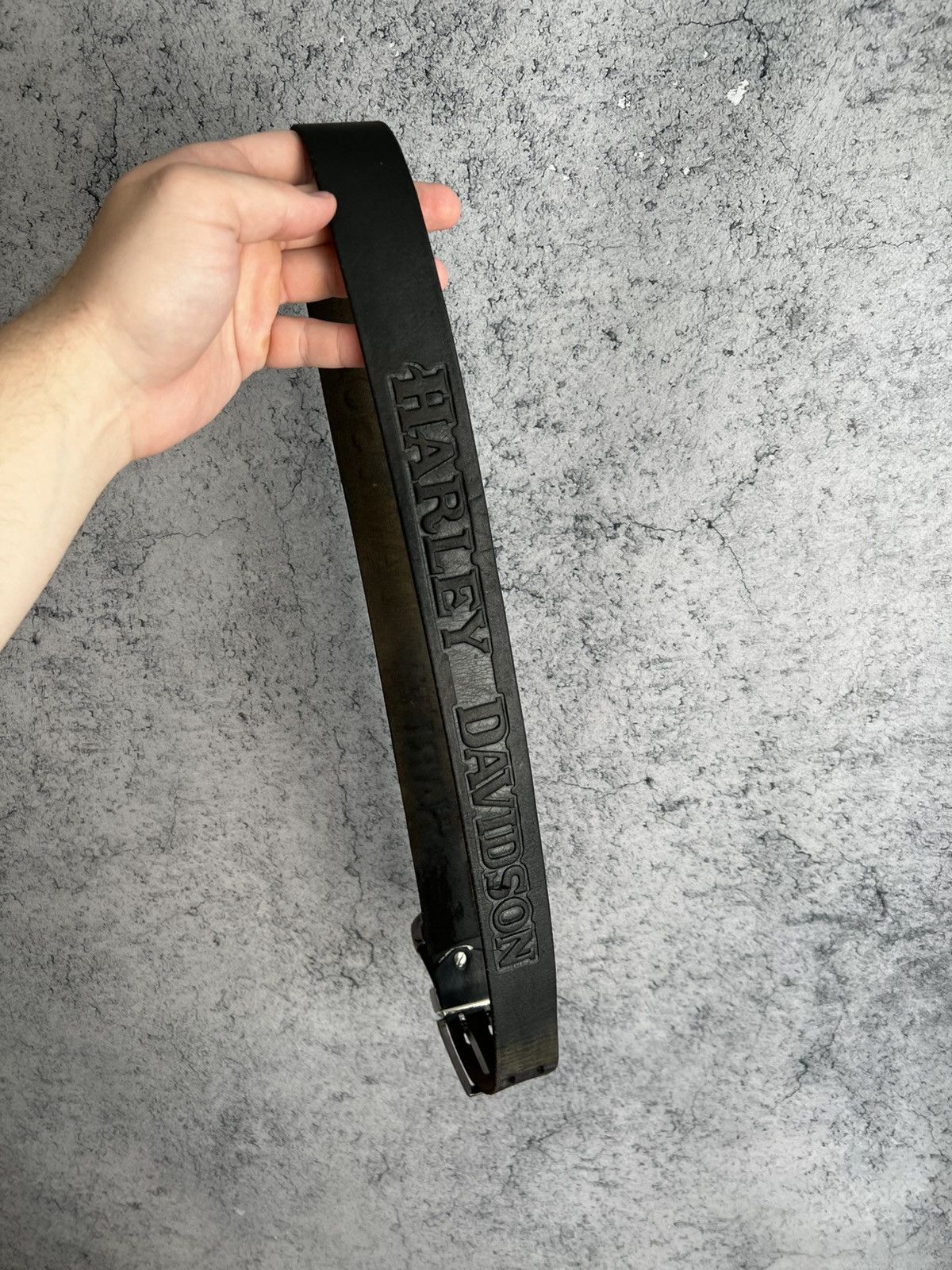 Harley Davidson Vintage Harley Davidson Leather Belt 2000s Embossed Bikers Size 44 - 3 Thumbnail