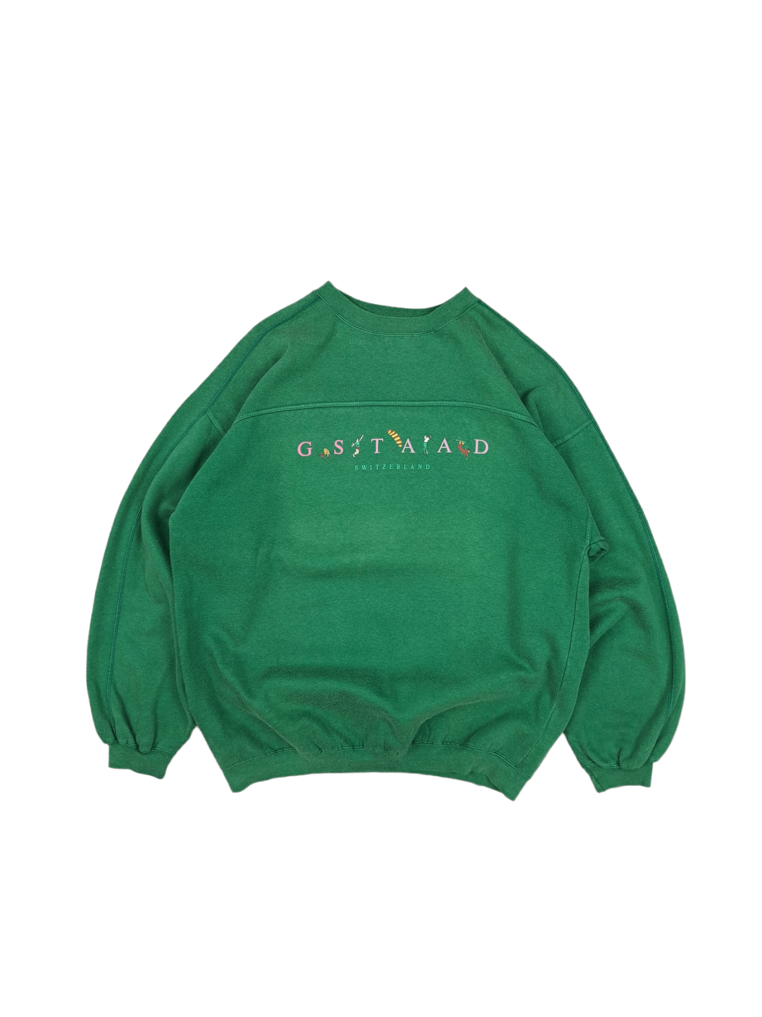 Fruit Of The Loom × Russell Athletic × Vintage 💎 Vintage Blank Basic Boxy Green Sweatshirt Crewneck Size US L / EU 52-54 / 3 - 1 Thumbnail