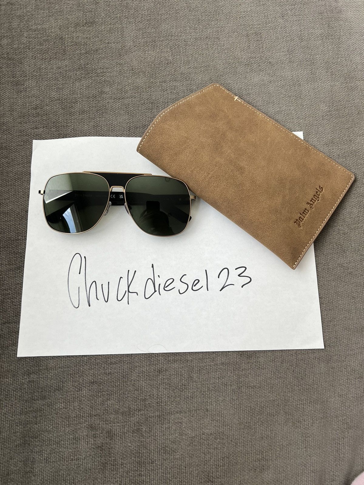 Palm Angels Black Sunglasses with Gold Logo and Brown Case ANGEL BLACK YELLOW PERI007 1018 – Hall of Frames Company main image 2