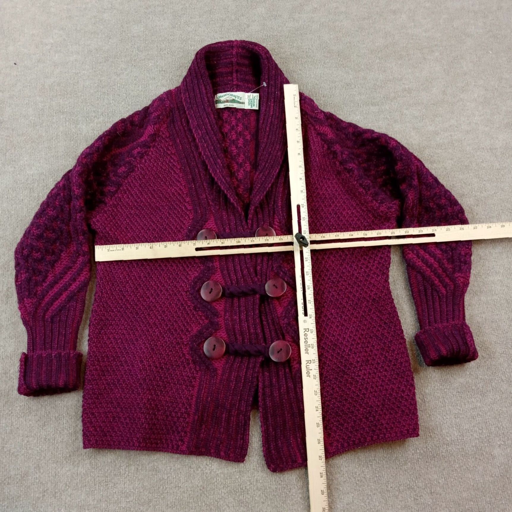 Vintage Womens Merino Wool Sweater Extra Large XL Purple Button Front Cardigan Size XL / US 12-14 / IT 48-50 - 2 Thumbnail