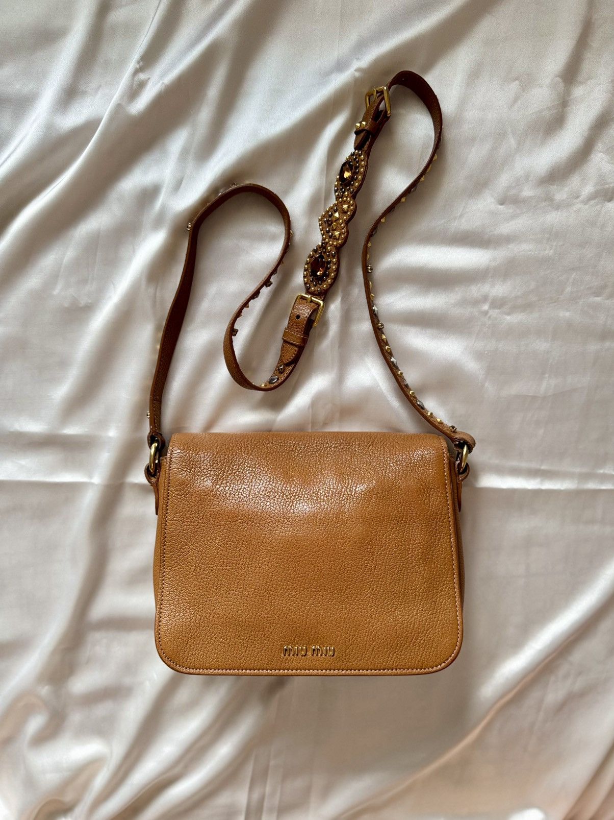 Miu Miu Authentic MIU MIU Madras Brown Crystals Crossbody Sling Bag Size ONE SIZE - 8 Thumbnail