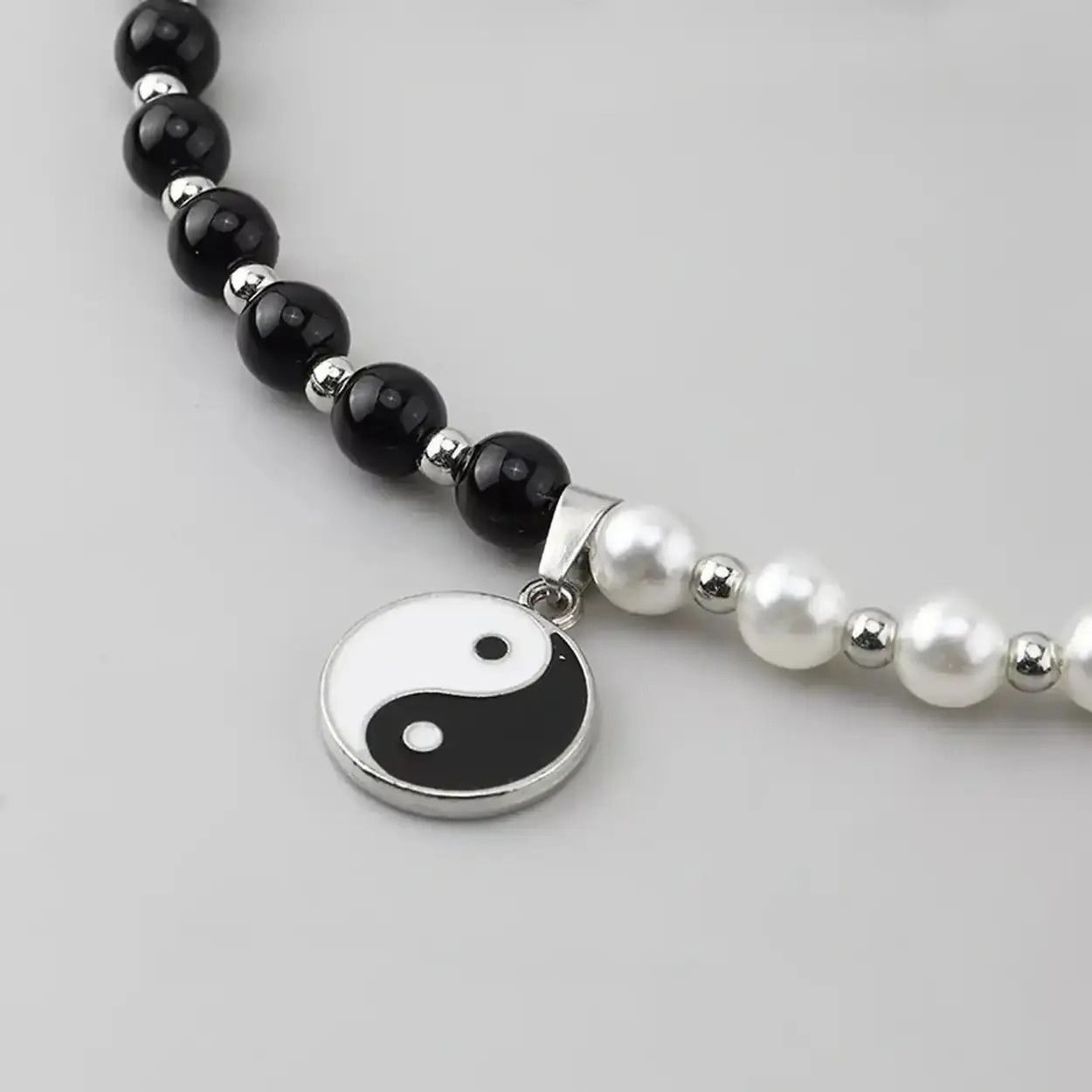 Jewelry Yin Yang Pendant Bead Necklace Lucky Asian Peace Love Chain Size ONE SIZE - 2 Thumbnail