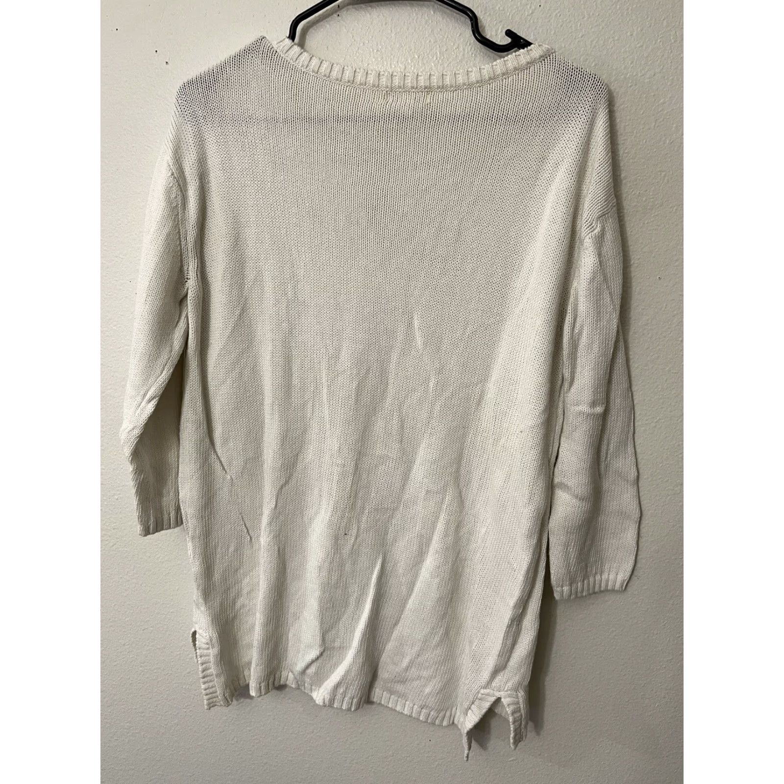 Gap VINTAGE Gap Womens Pullover Sweater Knit Top Casual Bohemian Open-Knit 3/4 Sleeve Cropped Size Large White Size L / US 10 / IT 46 - 2 Thumbnail