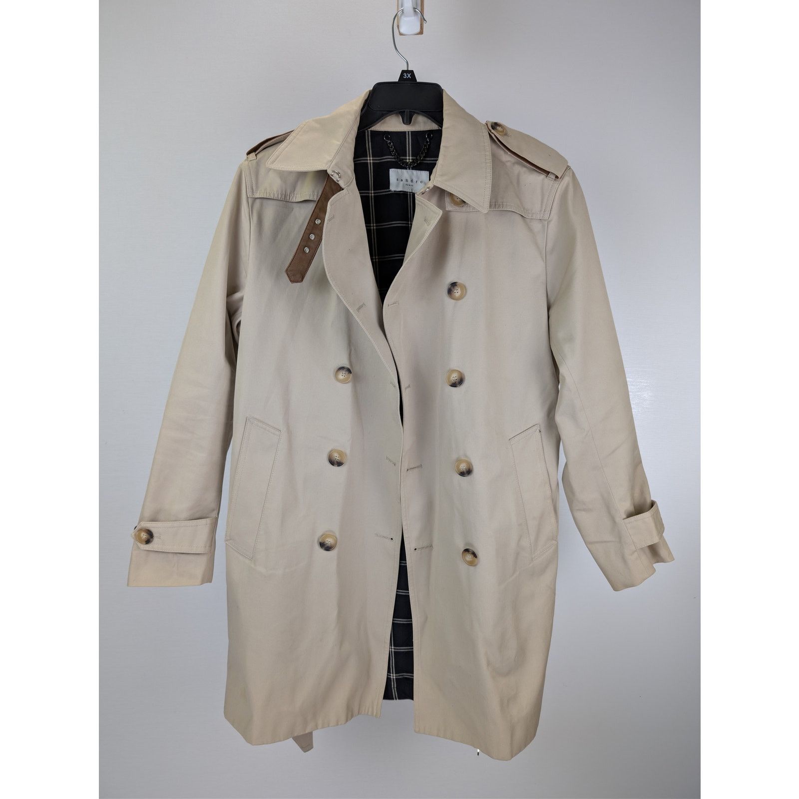 Sandro o1rshd1 CC20 double-breasted belted trench coat in beige Size US L / EU 52-54 / 3 - 2 Thumbnail