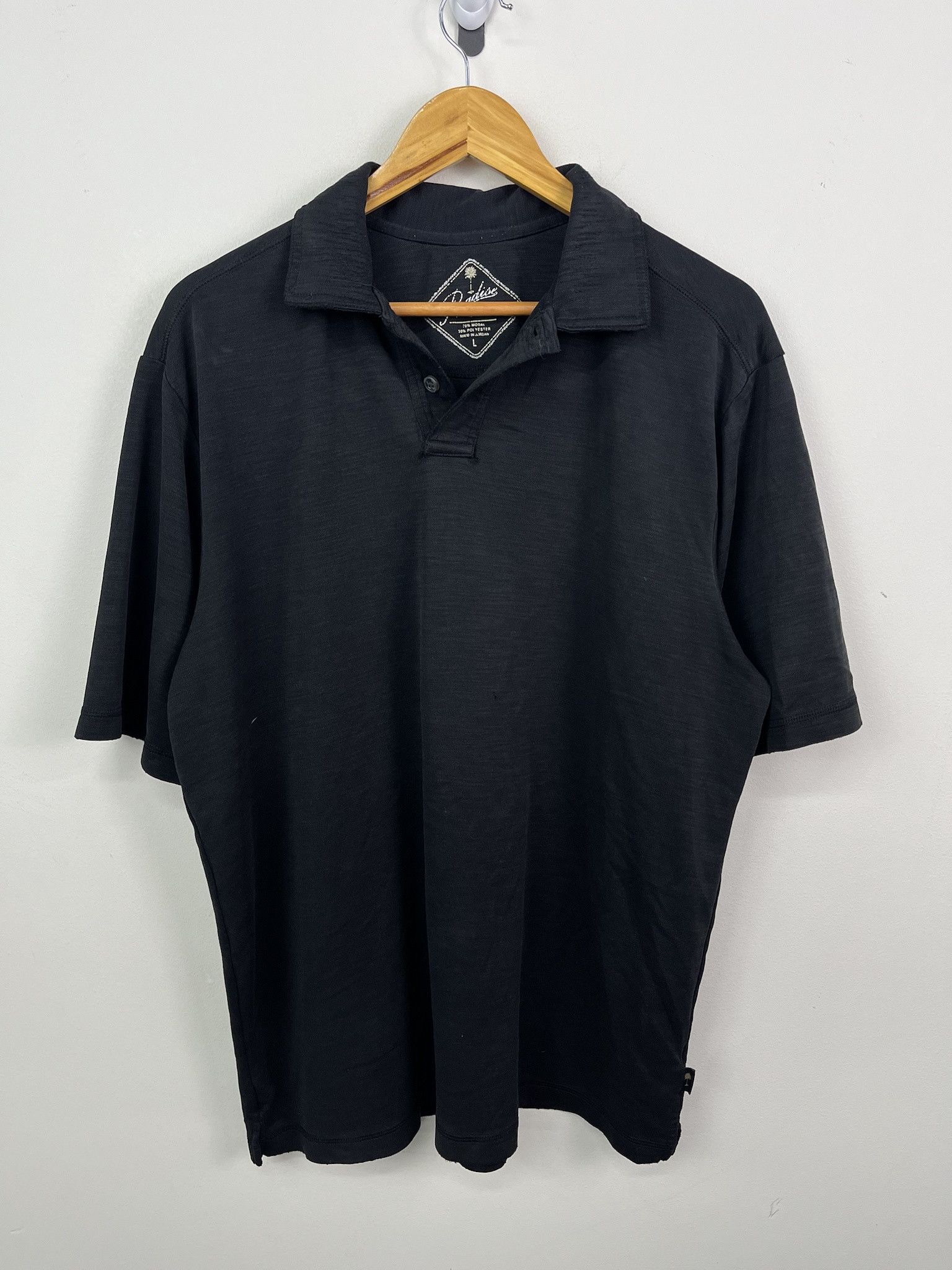 Polo Ralph Lauren × Vintage Vintage Paradise Collection Blank Black Quarter Button Up Polo Style Shirt Size L Size US L / EU 52-54 / 3 - 1 Thumbnail