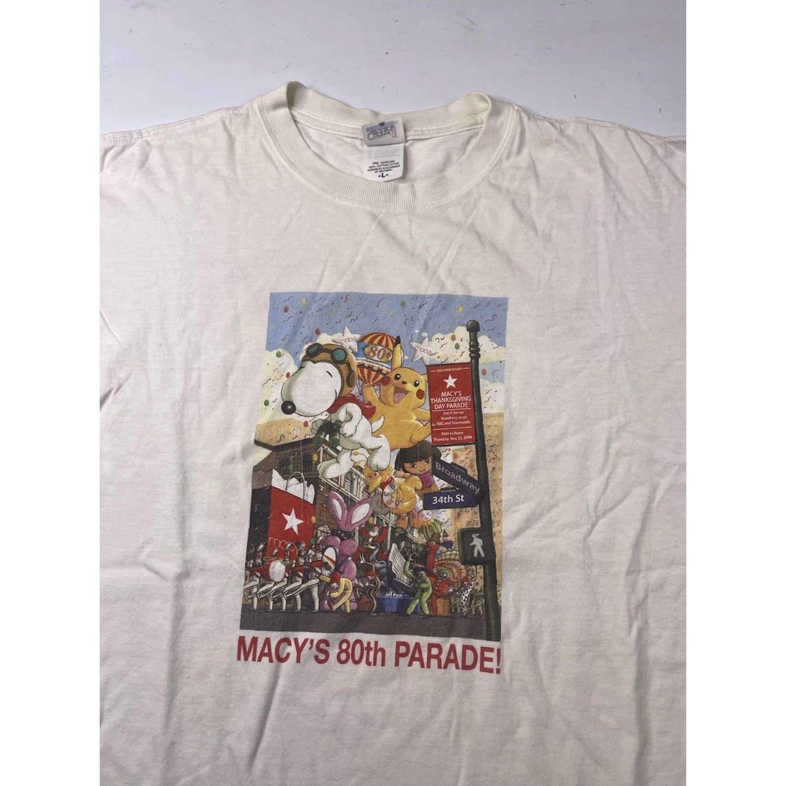 Anvil VINTAGE Macy’s Thanksgiving Parade T-Shirt Mens Large 80th Anniversary Logo Short Sleeve White Cotton 2000s Anvil Mens T-Shirt Size US L / EU 52-54 / 3 - 2 Thumbnail