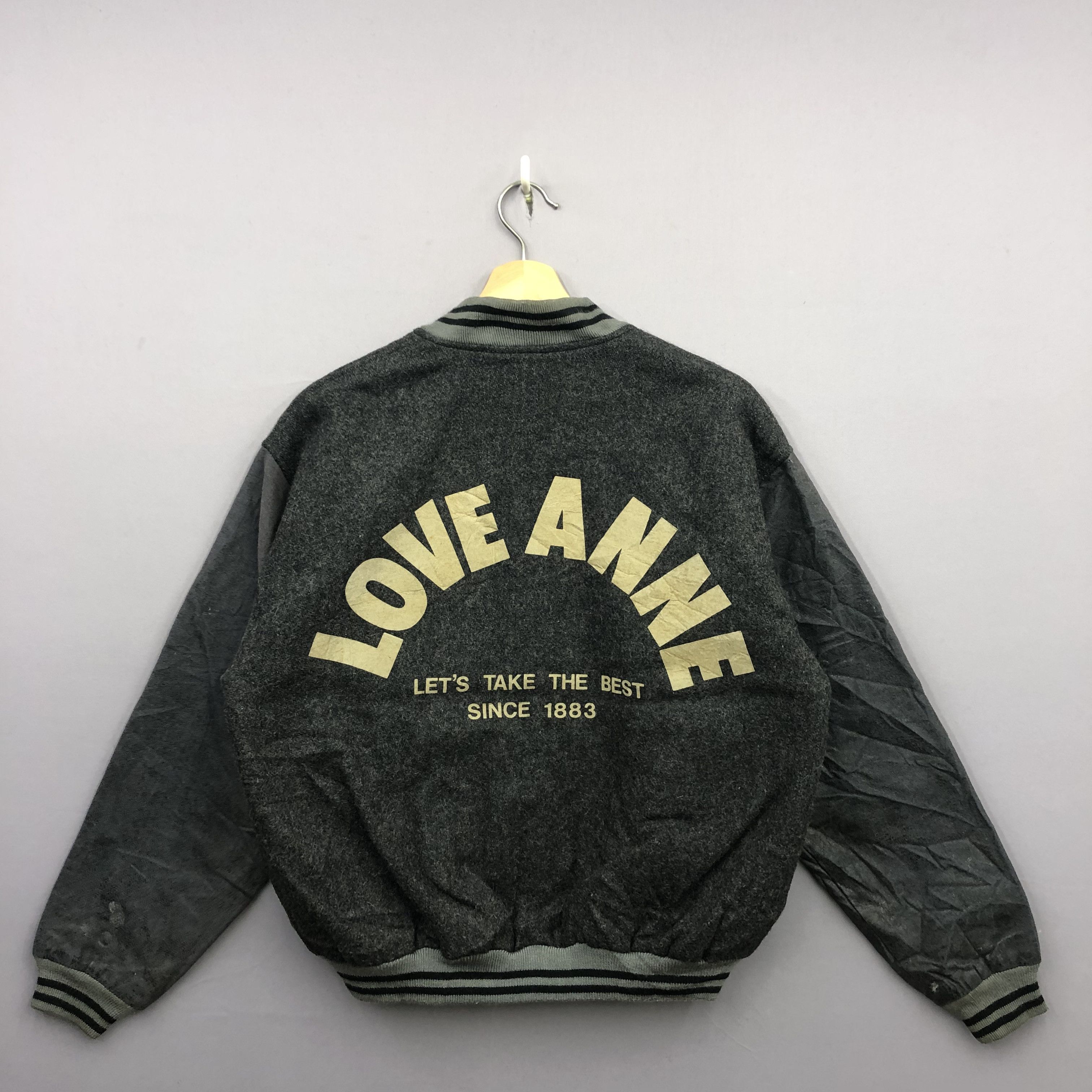 Japanese Brand Vintage 80s Love Anne Letterman Wool Varsity Bomber Jacket Size US M / EU 48-50 / 2 - 1 Thumbnail