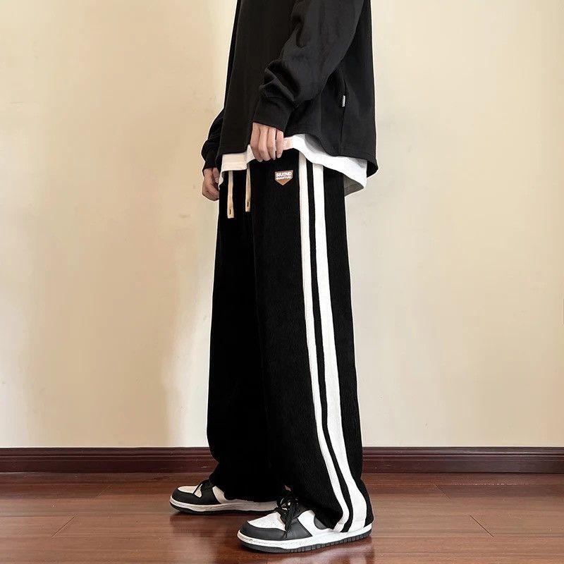 Japanese Brand Black Color Baggy Striped Sweatpants Size US 34 / EU 50 - 3 Thumbnail