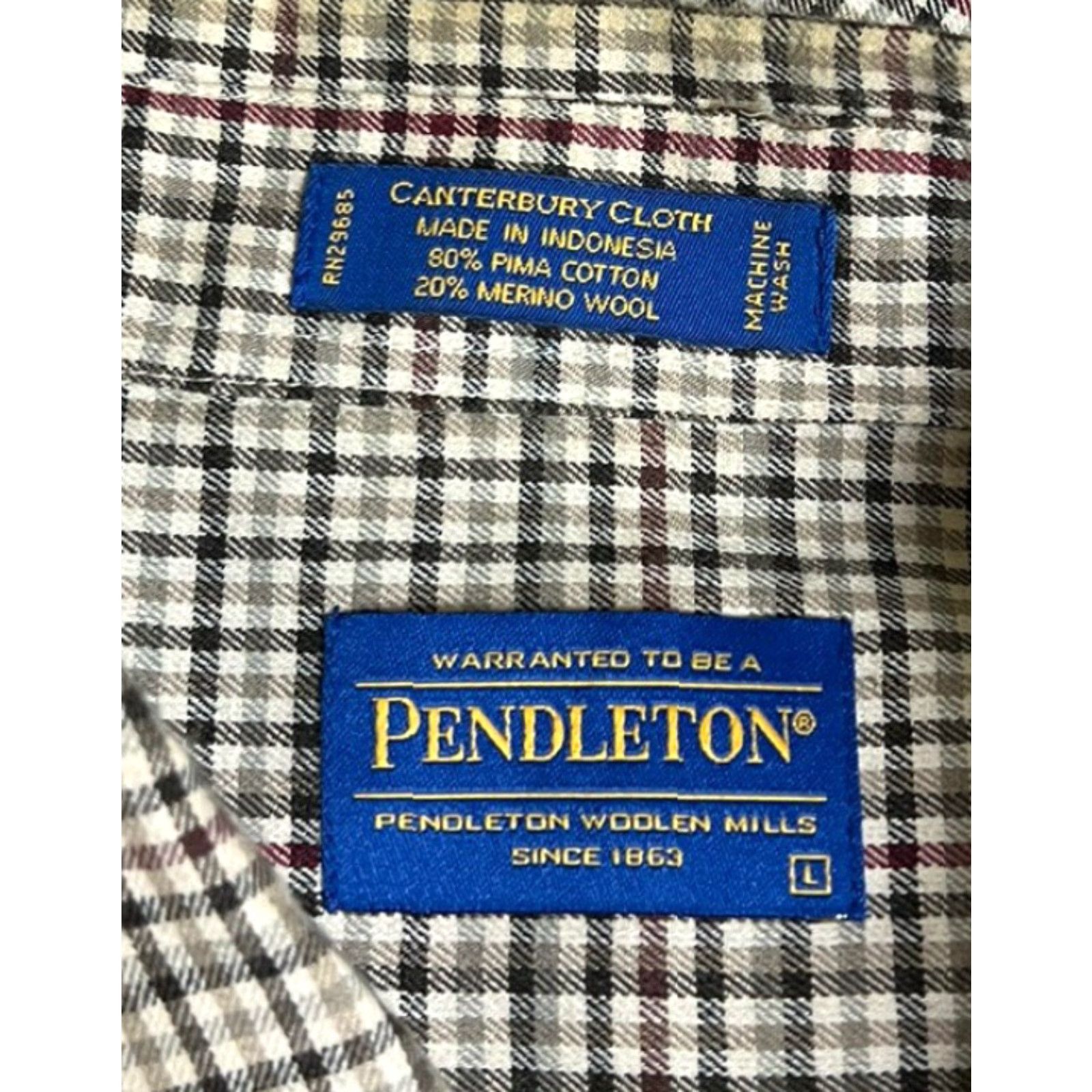 Pendleton Pendleton Mens Button-Up Shirt Plaid Cotton Long Sleeve Large Multicolor Classic Chest Large Casual Size US L / EU 52-54 / 3 - 3 Thumbnail