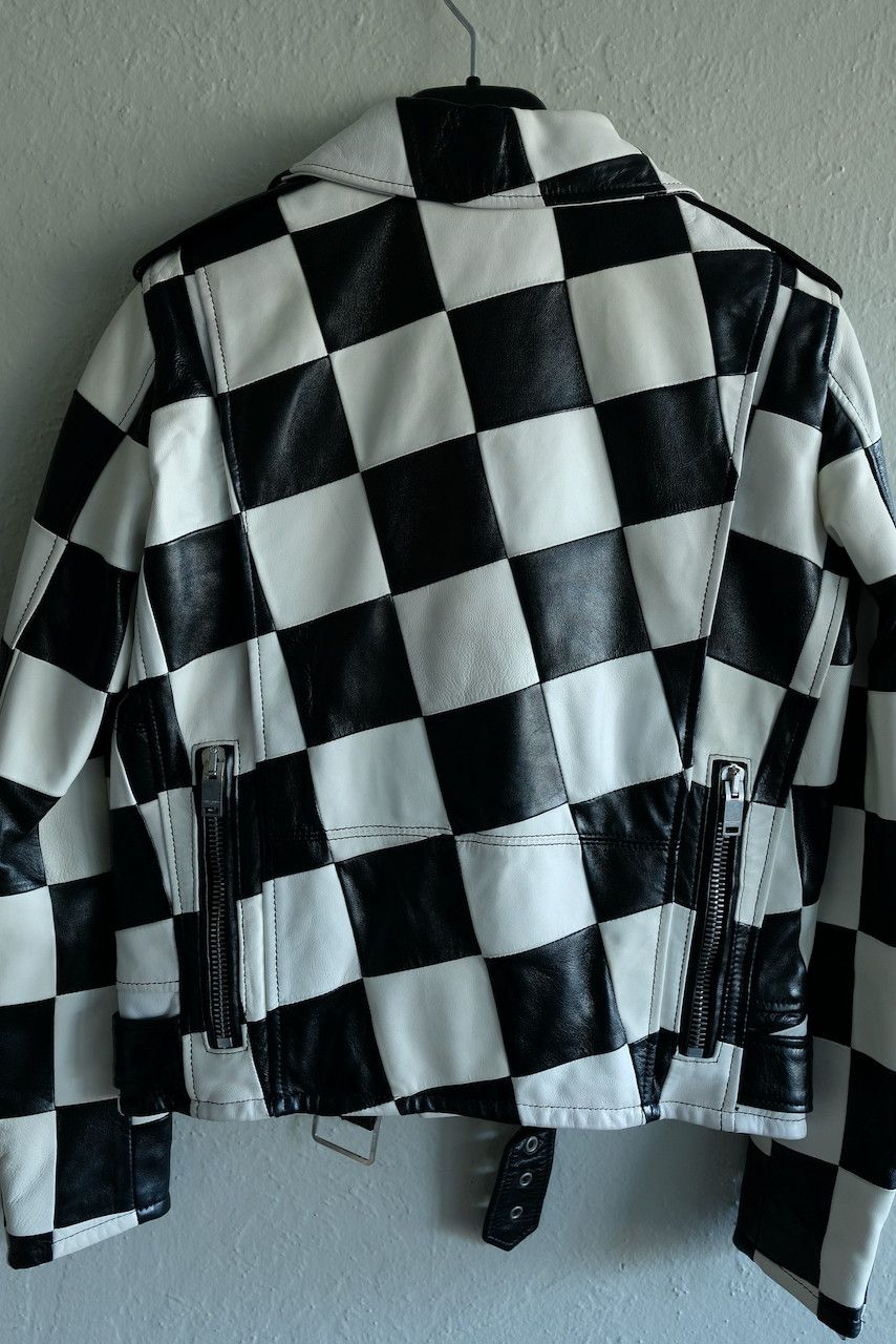 Hedi Slimane × Saint Laurent Paris Saint Laurent Leather Damier Checkered Biker Jacket Paris Size US XS / EU 42 / 0 - 6 Thumbnail