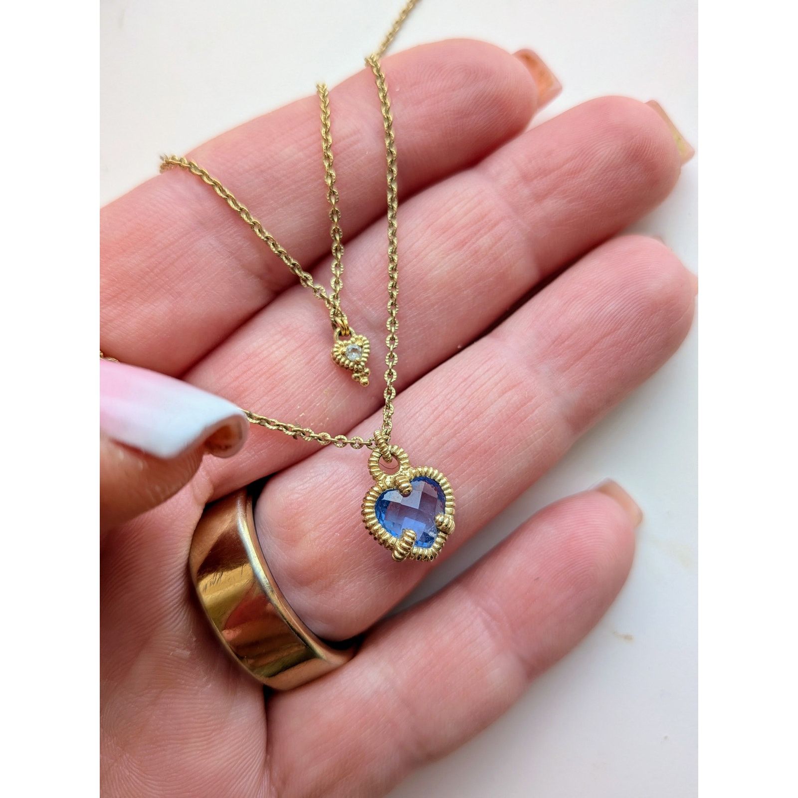 Judith Ripka Judith Ripka Blue Heart Chain Sterling Silver Necklace Size ONE SIZE - 11 Thumbnail