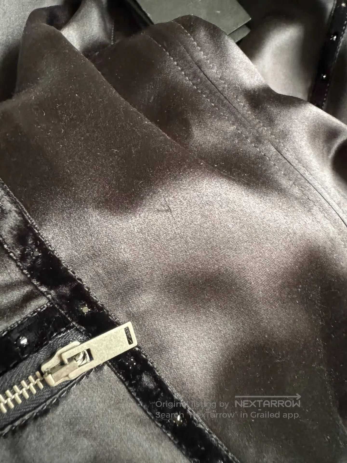 Saint Laurent Paris Black Satin Bomber Jacket with Zip Pockets - Size M. Size US M / EU 48-50 / 2 - 6 Thumbnail