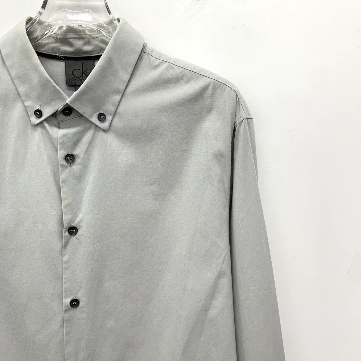 Calvin Klein Calvin Klein Grey Cotton Collared Long Sleeve Shirt Size US M / EU 48-50 / 2 - 3 Thumbnail