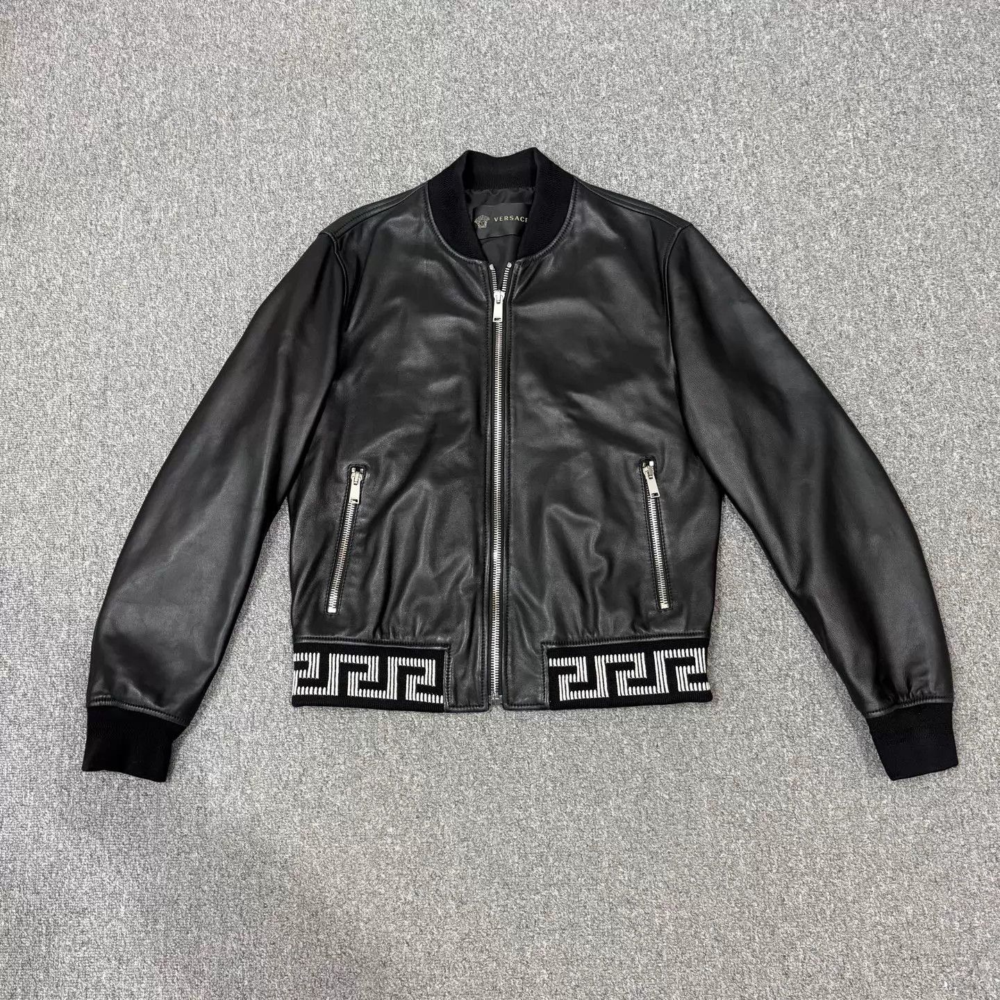 Versace Versace Black Lambskin Leather Jacket 50 99N Size US M / EU 48-50 / 2 - 1 Thumbnail