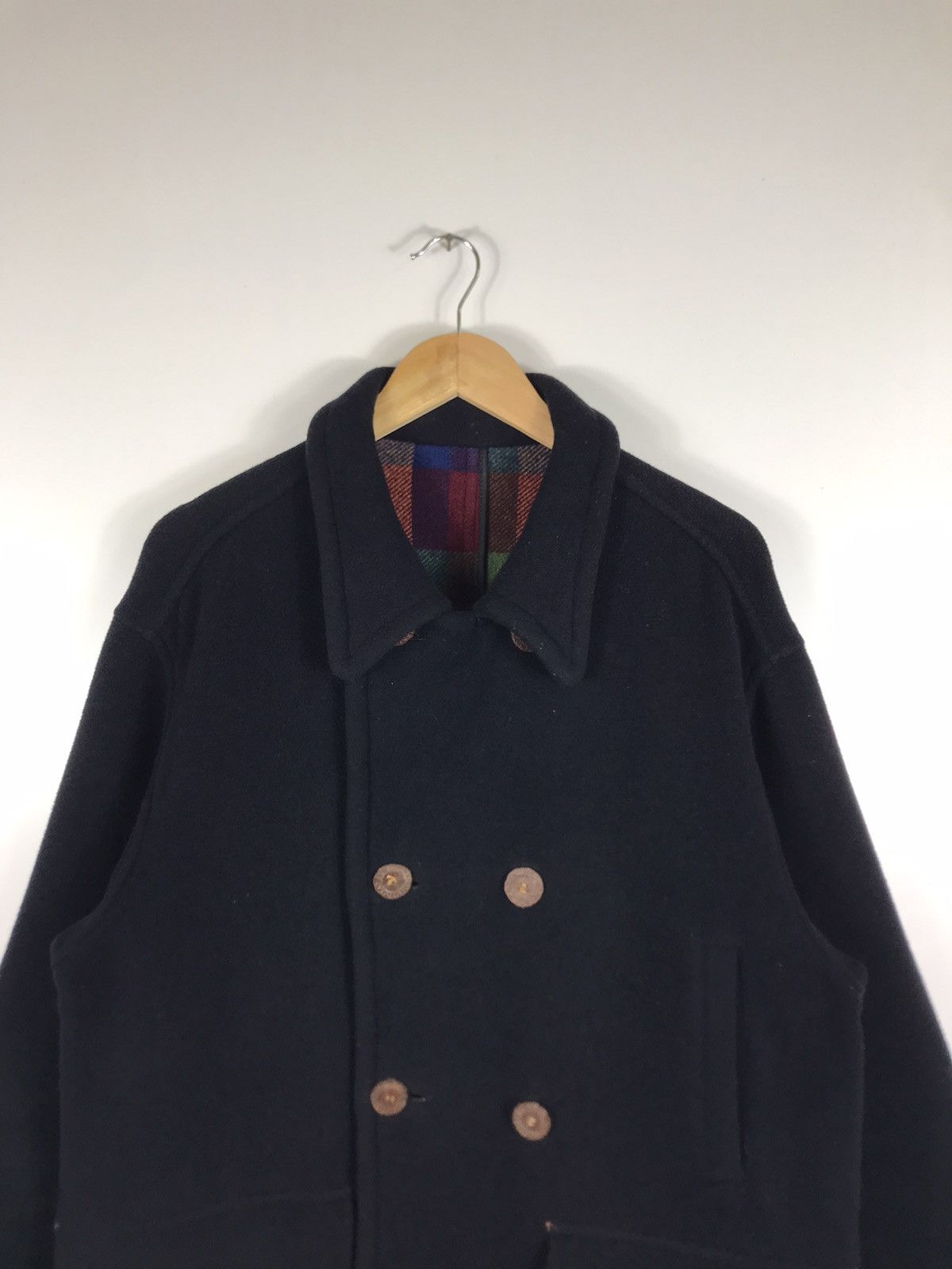 Japanese Brand × Vintage ⚡️Vintage ixi:z Fleece Double Breast Peacoat Jacket Size US L / EU 52-54 / 3 - 4 Thumbnail