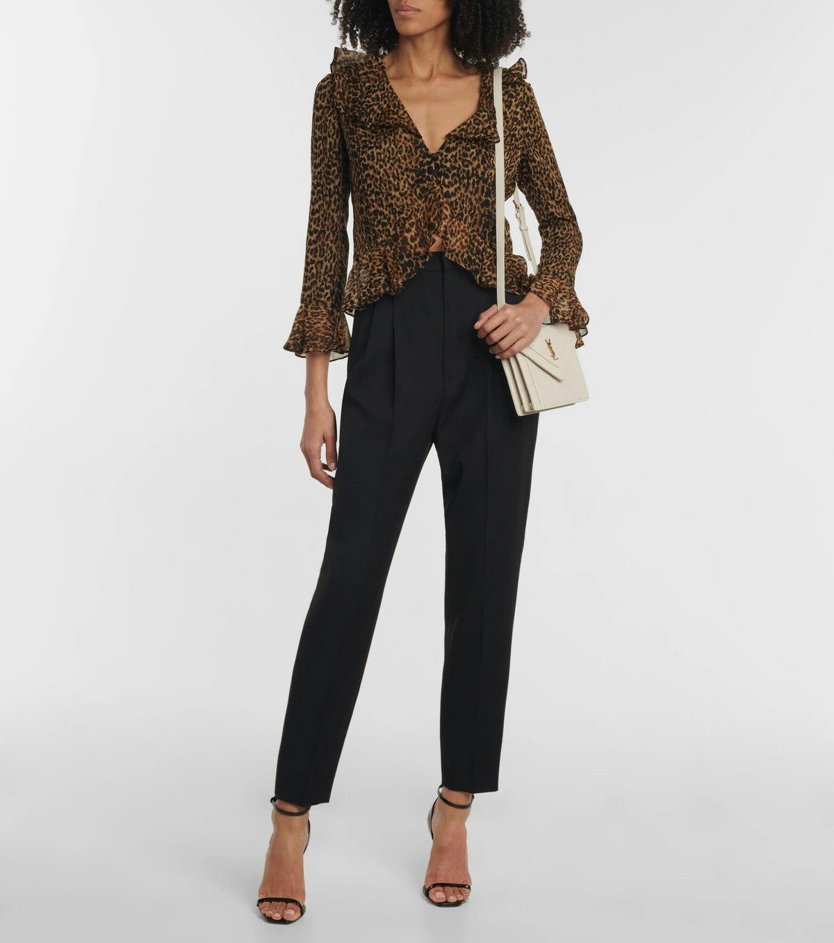 Saint Laurent Paris o1y0126 Leopard-Print Patterned Shirt in Camel/Black Size L / US 10 / IT 46 - 3 Thumbnail