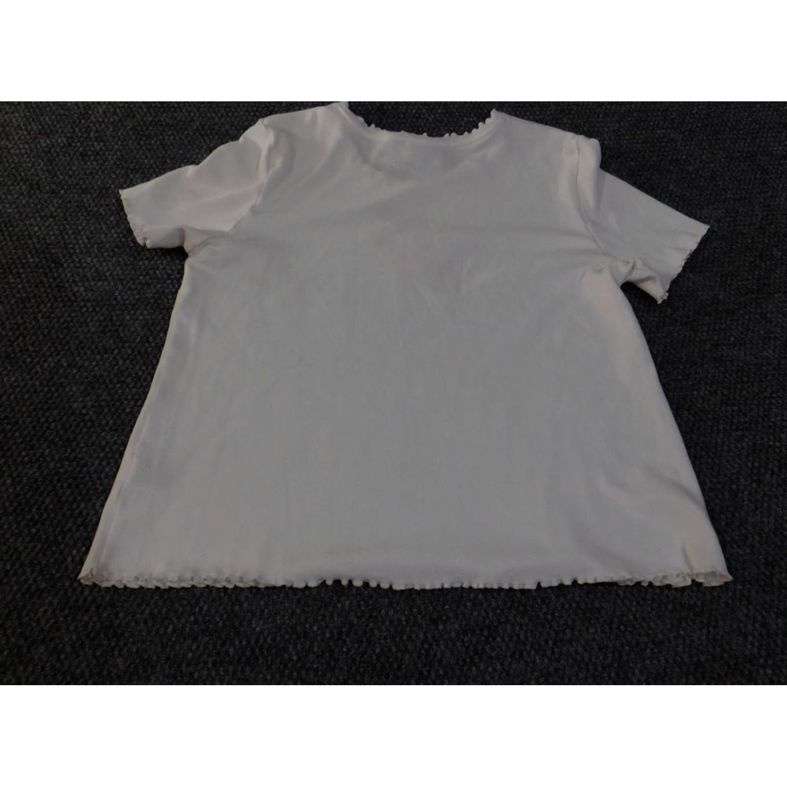 Vintage Alfred Dunner Blouse Shirt L White Floral Embroidered Knit Cotton Polyester Pullover Round Neck Short Sleeve Ladies Casual Stretch Mens? Ladies Size L / US 10 / IT 46 - 7 Thumbnail