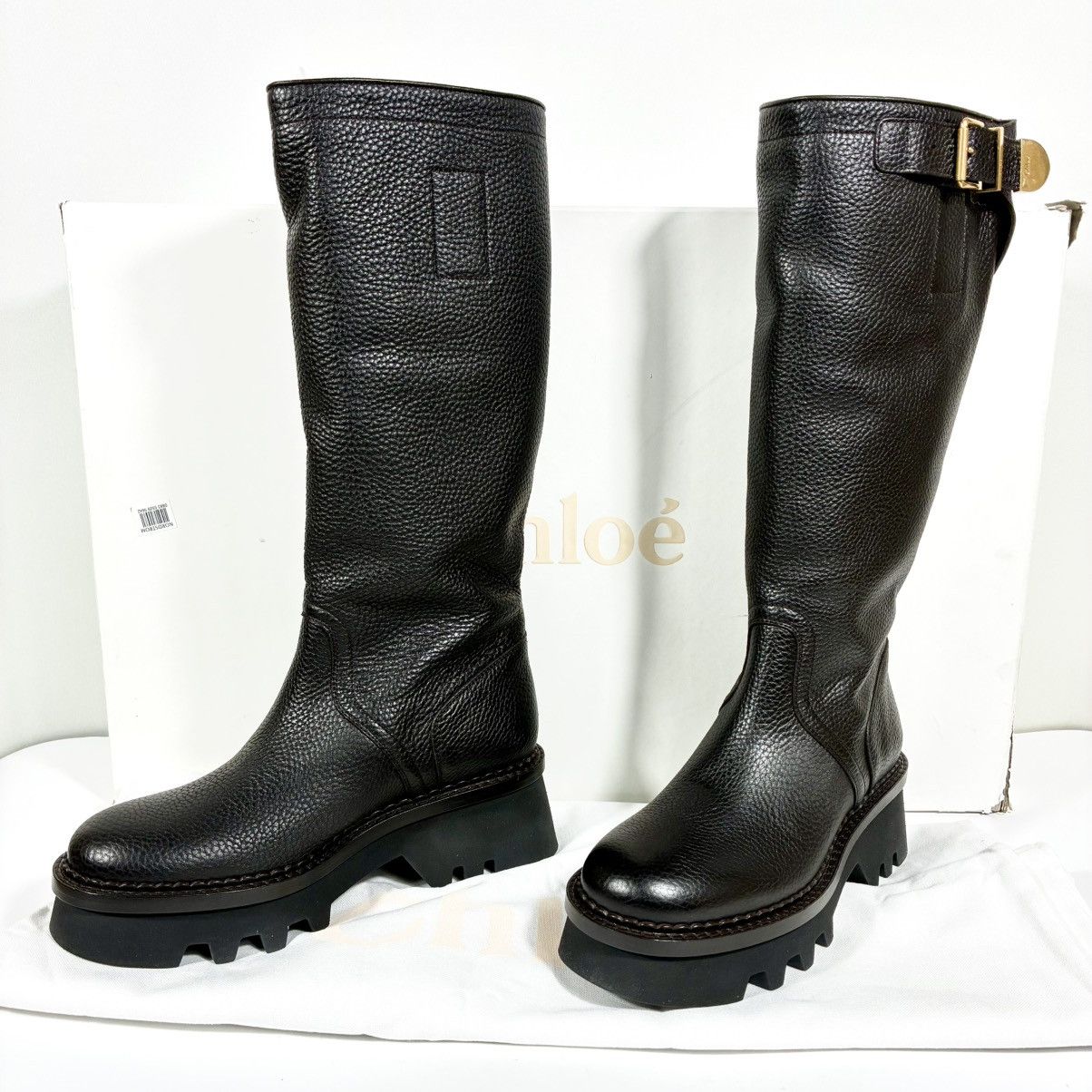 Chloe Chloe Owena Pebbled Leather Knee High Platform Boots 40.5 EU Size US 9.5 / IT 39.5 - 2 Thumbnail