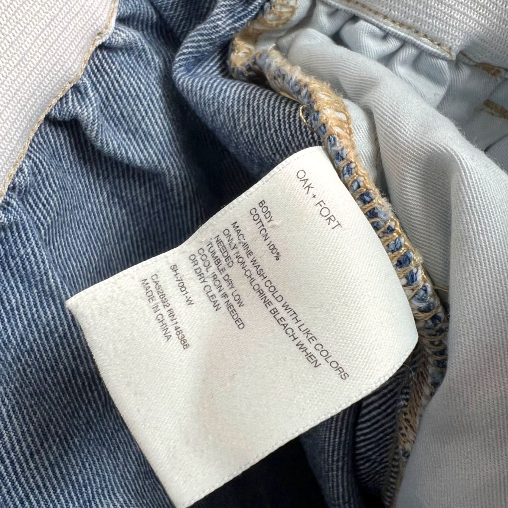 Denime Oak & Fort Womens S Blue Denim Paperbag Waist Shorts Rolled Cuffs 5-Pocket Inseam 3in High Rise Summer Spring Casual Men/Women? Gender end: Womens Size 28" / US 6 / IT 42 - 4 Thumbnail