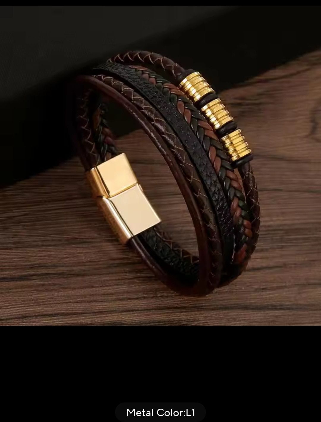 Homemade Handcrafted Leather Bracelet – Multi-Layer Braided Design Size ONE SIZE - 15 Thumbnail