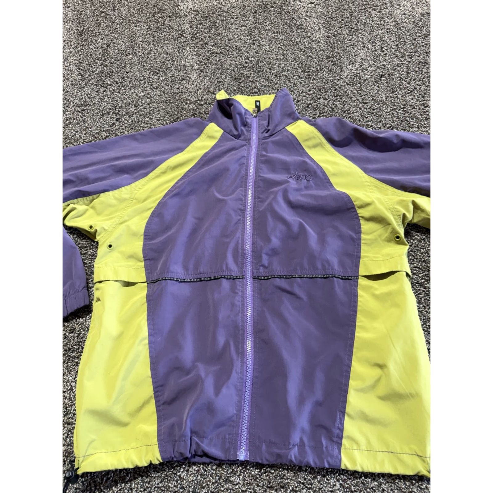Asics VINTAGE ASICS Womens Running Windbreaker Jacket Purple Green Full Zip Vented Size M / US 6-8 / IT 42-44 - 2 Thumbnail