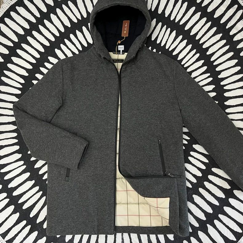 Loro Piana LORO PIANA Gray cashmere heart filled hooded coat Size US M / EU 48-50 / 2 - 1 Thumbnail
