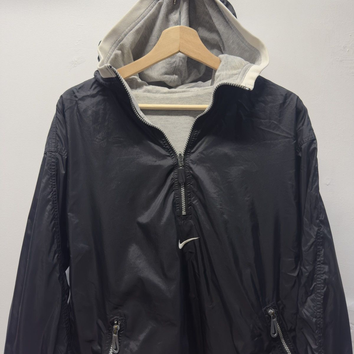 Nike Vintage Nike Reversible Black Nylon Cotton Windbreaker Size US M / EU 48-50 / 2 - 13 Thumbnail