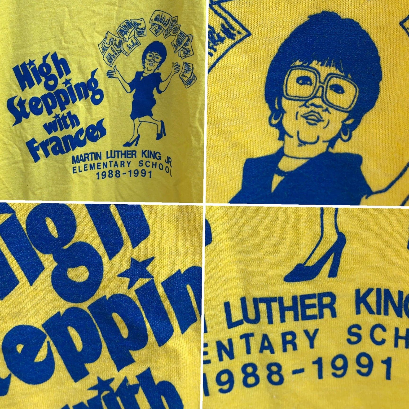 Vintage VINTAGE High Stepping With Frances Martin Luther King Jr Elementary T-Shirt L Mens Yellow Graphic Print 90s 80s Size US L / EU 52-54 / 3 - 7 Thumbnail
