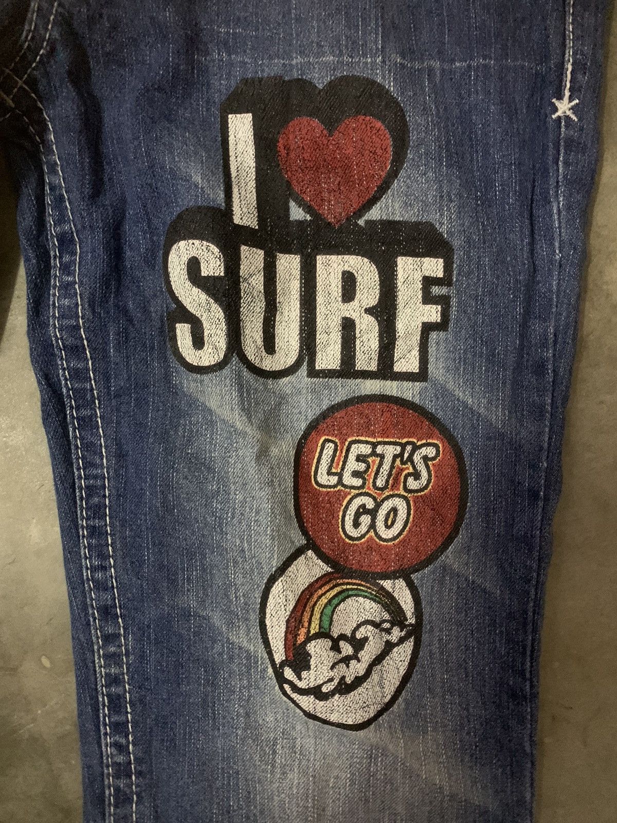 Art Comes First Blue Moon Blue Art Denim Jeans Size US 31 - 3 Thumbnail