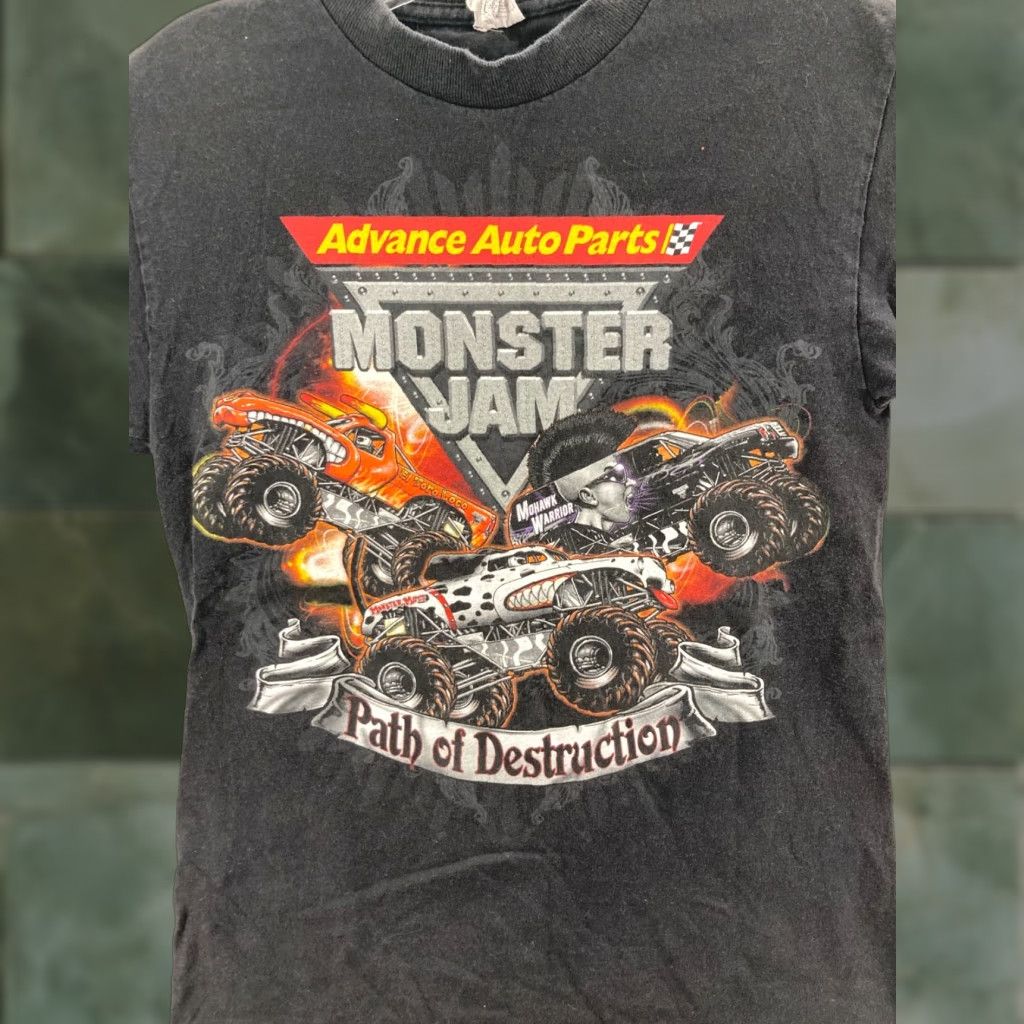 Vintage Monster Jam Path of Destruction Shirt Mens XS Black AOP Size US XS / EU 42 / 0 - 1 Thumbnail