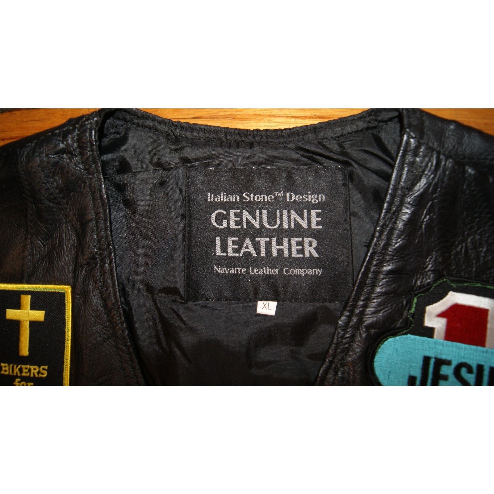 Vintage Genuine Leather Vest XL Navarre Leather Comp. Jesus Patches Size US XL / EU 56 / 4 - 3 Thumbnail
