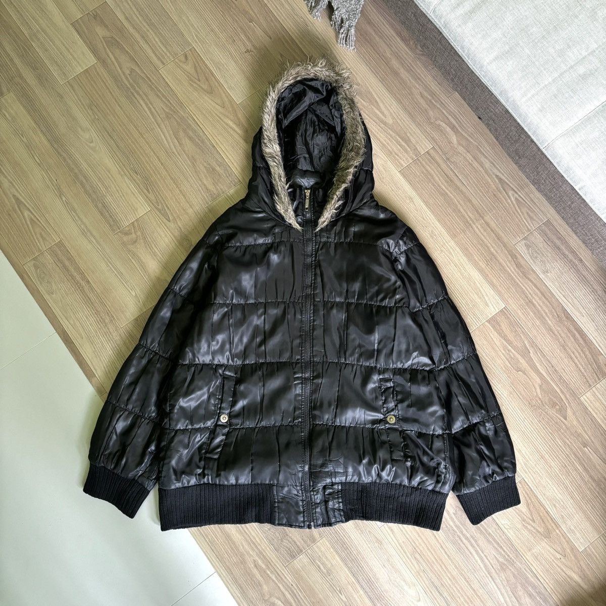 If Six Was Nine × Issey Miyake × Le Grande Bleu (L.G.B.) Blue Strive Fur jacket down puffer IfSixWasNine LGB Style Size US L / EU 52-54 / 3 - 1 Thumbnail