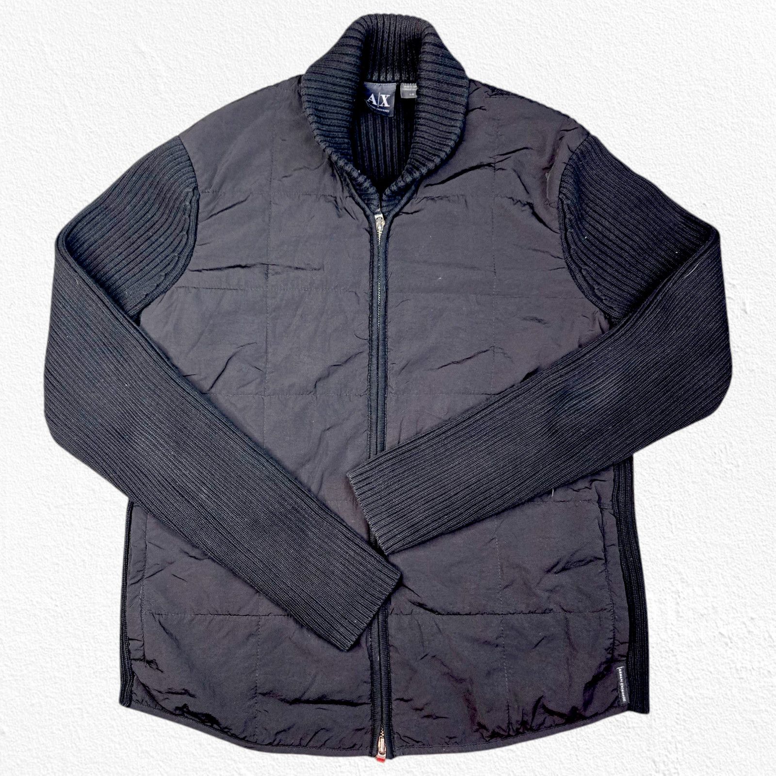 Armani Exchange Armani Exchange Black Ribbed Puffer Front Jacket Size Large Size L / US 10 / IT 46 - 2 Thumbnail