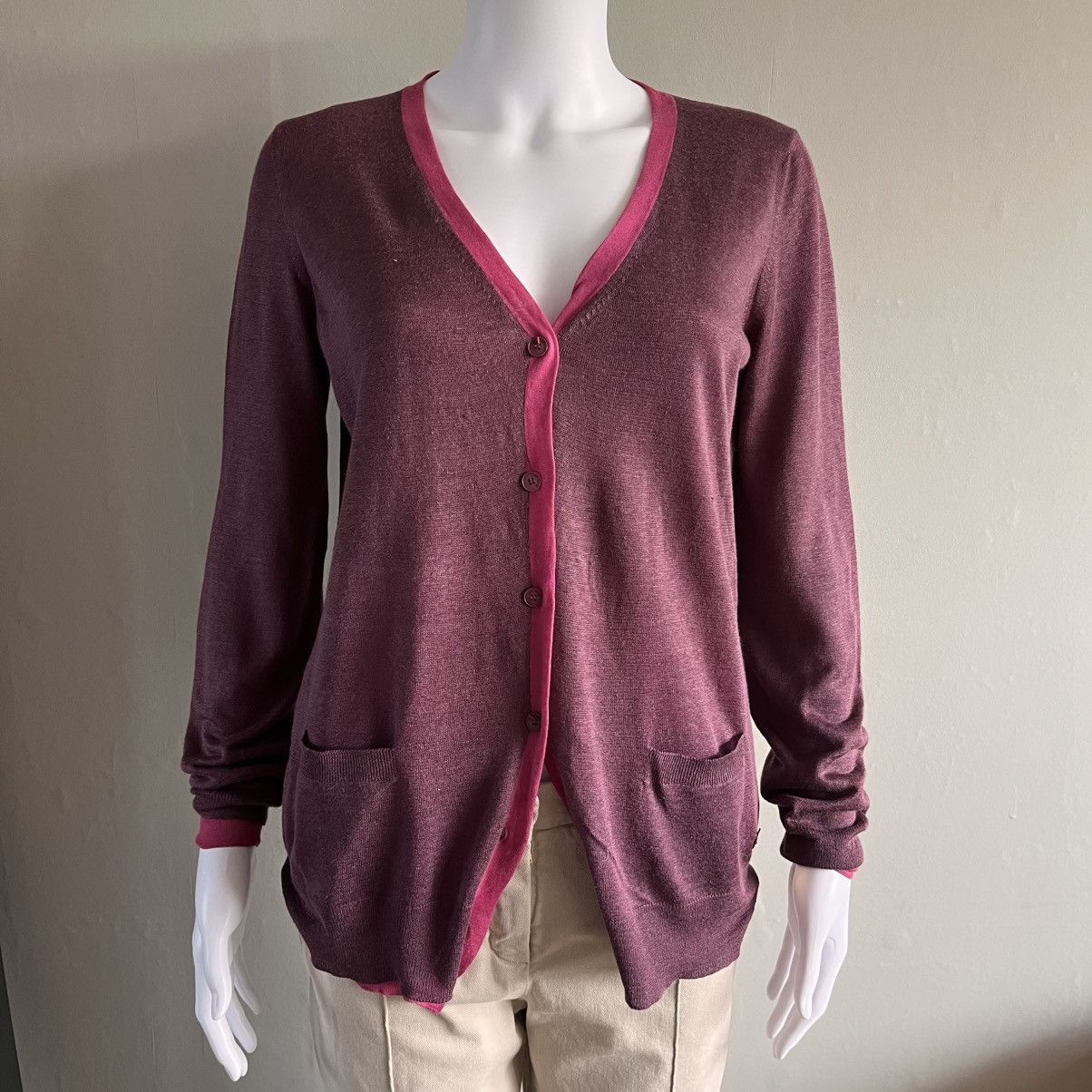 Loro Piana Loro Piana Flax & Silk Double Layered Pink Cardigan Size S / US 4 / IT 40 - 9 Thumbnail