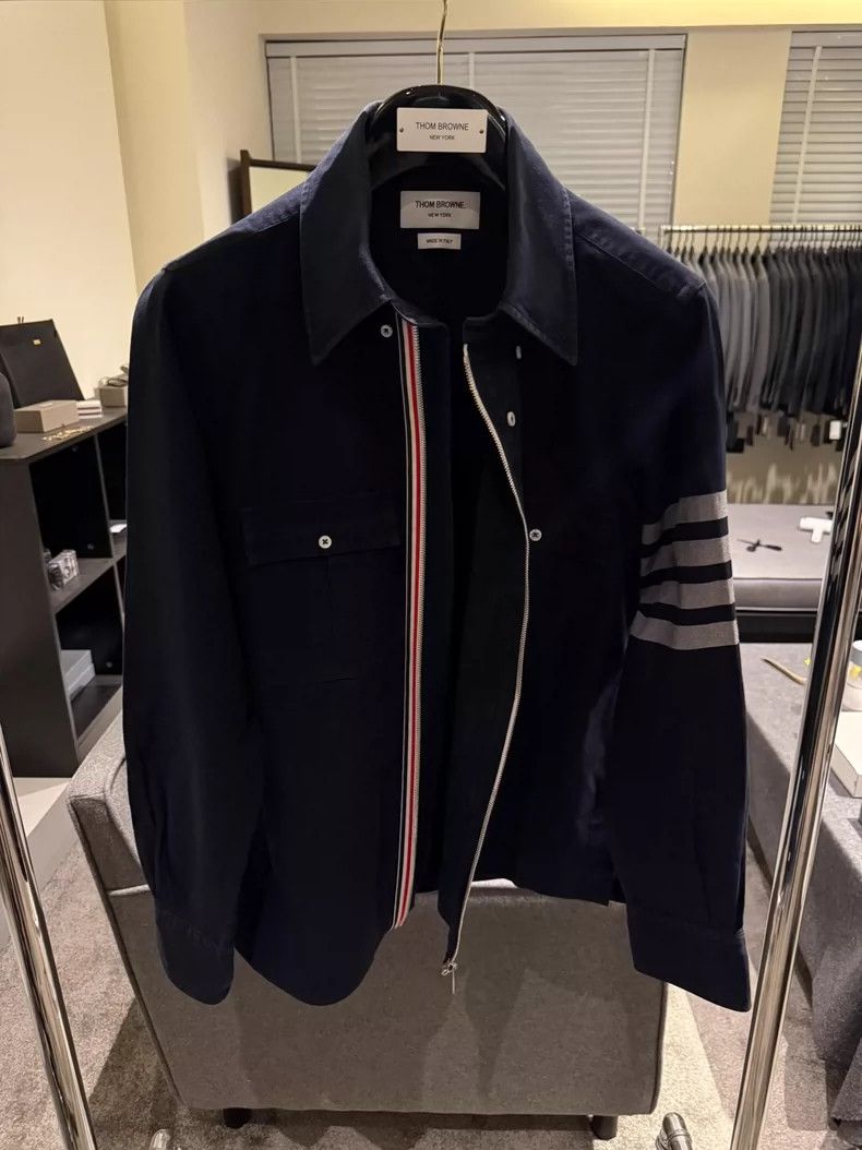Thom Browne Thom Browne Dark blue four-bar shirt jacket 2505-Nextarrow Size US M / EU 48-50 / 2 - 2 Thumbnail